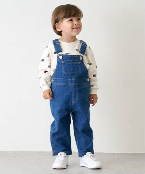 petit main / プティマイン サロペット・オールインワン | ストレッチデニムオーバーオール（紺）