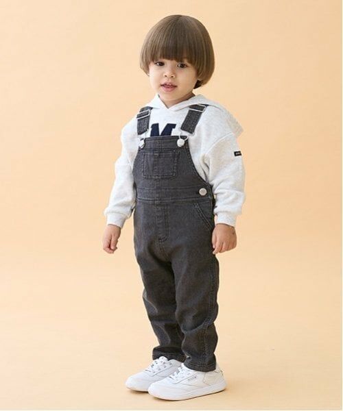 petit main / プティマイン サロペット・オールインワン | ストレッチデニムオーバーオール（黒）