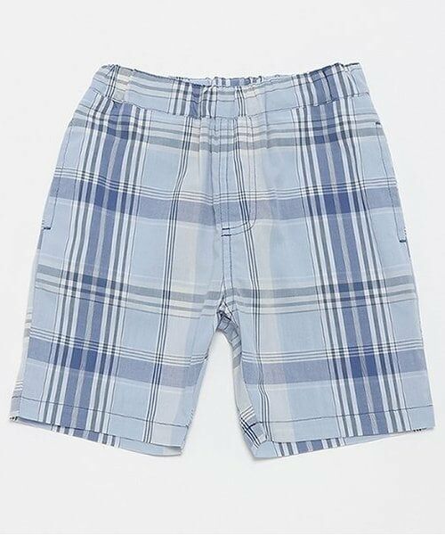 petit main / プティマイン ショート・ハーフ・半端丈パンツ | 【リンク】マドラスハーフパンツ(キッズ)（ブルー）