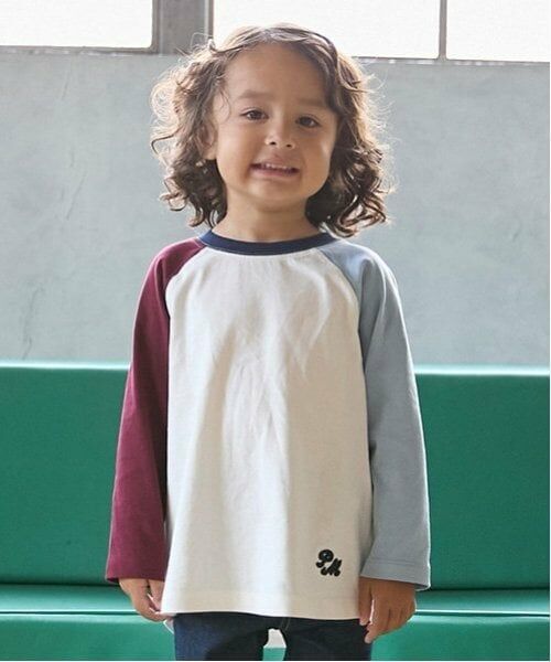 petit main / プティマイン Tシャツ | 【オーガニック】配色ラグランTシャツ（アイボリー）