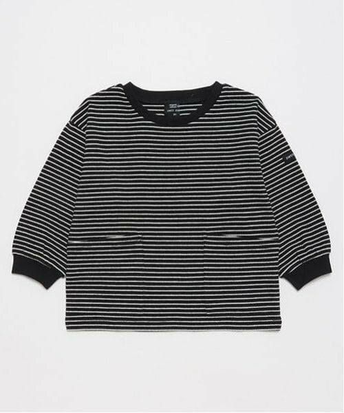 petit main / プティマイン Tシャツ | 【オーガニック】柄ポケットTシャツ（黒）