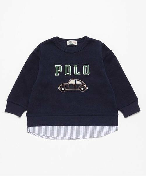 petit main / プティマイン Tシャツ | 【POLO BCS】ロゴアップリケ長袖Tシャツ（紺）