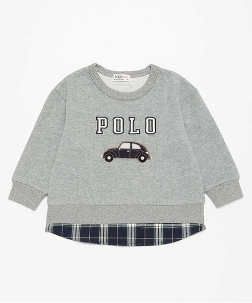 petit main / プティマイン Tシャツ | 【POLO BCS】ロゴアップリケ長袖Tシャツ（トップ グレー）