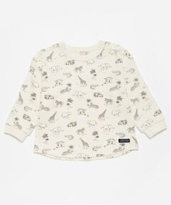 petit main / プティマイン Tシャツ | ワッフル動物総柄長袖T