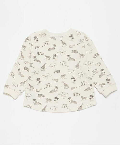 petit main / プティマイン Tシャツ | ワッフル動物総柄長袖T | 詳細1