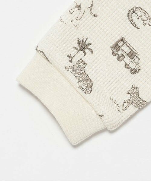 petit main / プティマイン Tシャツ | ワッフル動物総柄長袖T | 詳細3