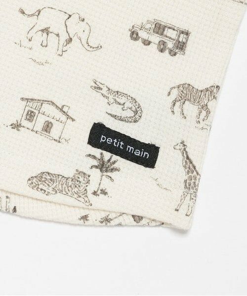 petit main / プティマイン Tシャツ | ワッフル動物総柄長袖T | 詳細4