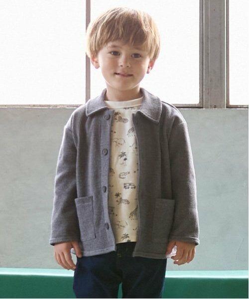 petit main / プティマイン シャツ・ブラウス | ワッフルカットシャツ（チャコール）