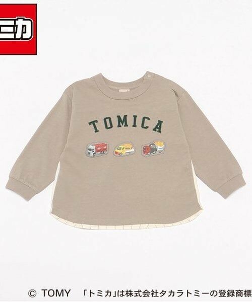 petit main / プティマイン Tシャツ | 【TOMICA】後布帛長袖Tシャツ（ベージュ）