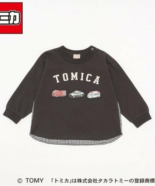 petit main / プティマイン Tシャツ | 【TOMICA】後布帛長袖Tシャツ（チャコール）