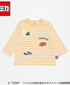 petit main / プティマイン Tシャツ | 【TOMICA】ボーダーアップリケ長袖Tシャツ