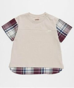 petit main / プティマイン Tシャツ | 【リンク・接触冷感】袖チェックTシャツ
