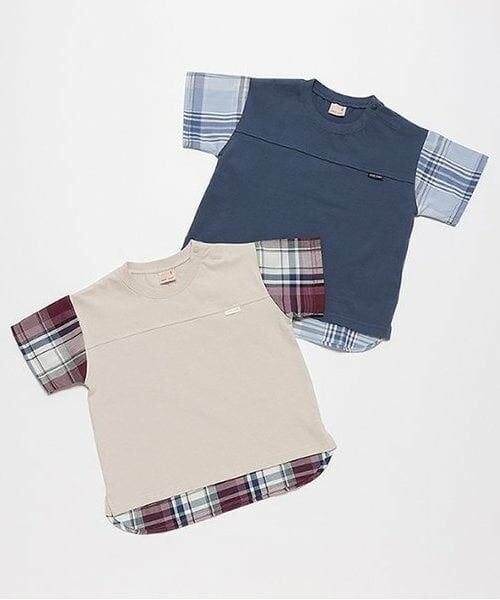 petit main / プティマイン Tシャツ | 【リンク・接触冷感】袖チェックTシャツ | 詳細7