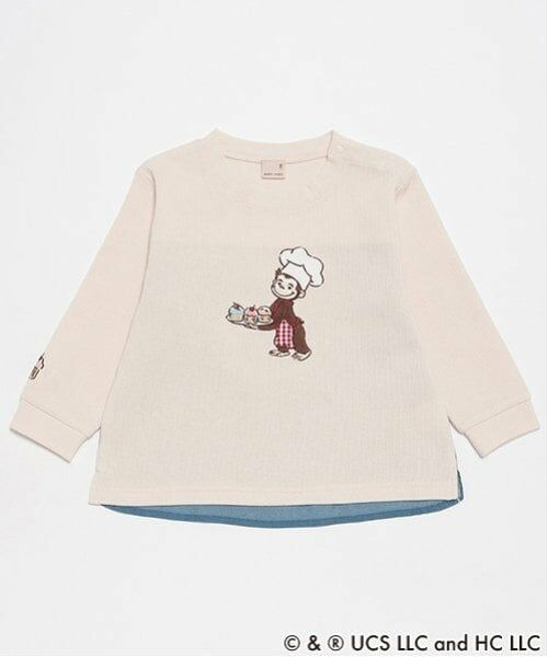 petit main / プティマイン Tシャツ | 【おさるのジョージ】グラフィック長袖Tシャツ(アイボリー)