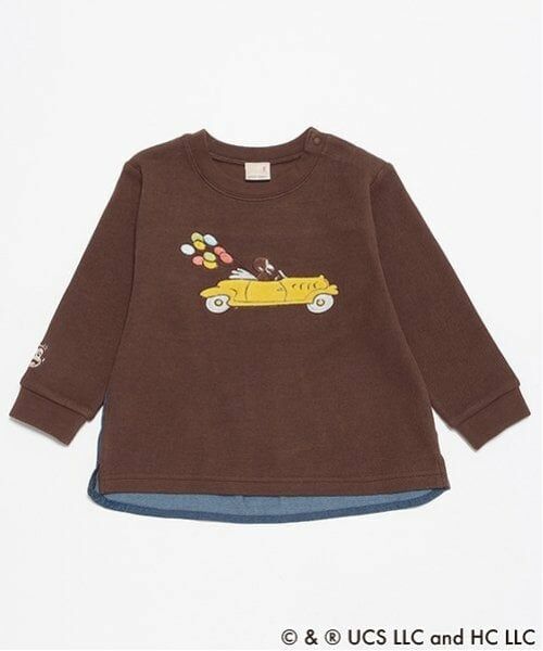 petit main / プティマイン Tシャツ | 【おさるのジョージ】グラフィック長袖Tシャツ(コゲ茶)