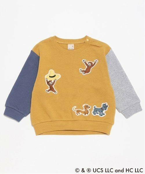 petit main / プティマイン スウェット | 【おさるのジョージ】ワッペントレーナー（黄）