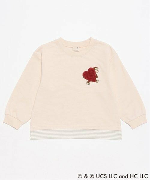 petit main / プティマイン Tシャツ | 【おさるのジョージ】サガラハート長袖Tシャツ（ベージュ）