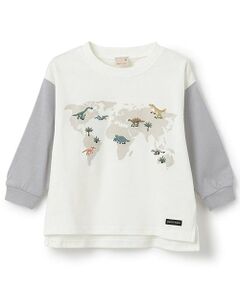 petit main / プティマイン Tシャツ | 恐竜刺しゅう長袖Tシャツ