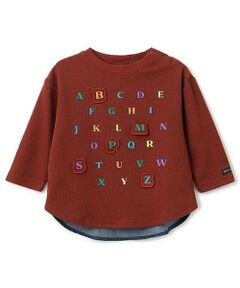 petit main / プティマイン Tシャツ | ABCアップリケ長袖Tシャツ