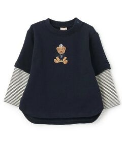 petit main / プティマイン Tシャツ | 【リンク】くまサガラ重ね着長袖Tシャツ(キッズ)