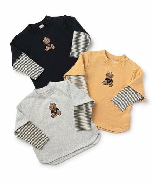 petit main / プティマイン Tシャツ | 【リンク】くまサガラ重ね着長袖Tシャツ(キッズ) | 詳細9
