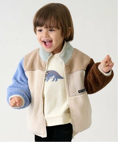 petit main / プティマイン ブルゾン | ボアジャケット（ライト ブルー）