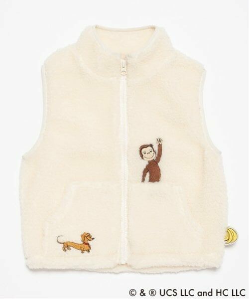 petit main / プティマイン ダウンジャケット・ベスト | 【おさるのジョージ】ボアベスト（生成）