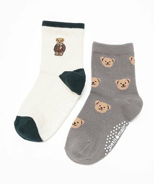 petit main / プティマイン ソックス | くまソックス2P(アイボリー)