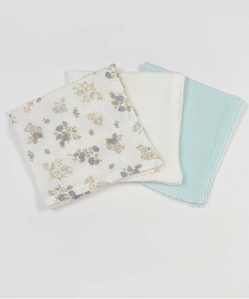 petit main / プティマイン ベビー・キッズグッズ | ガーゼ小3P（ライト ブルー）