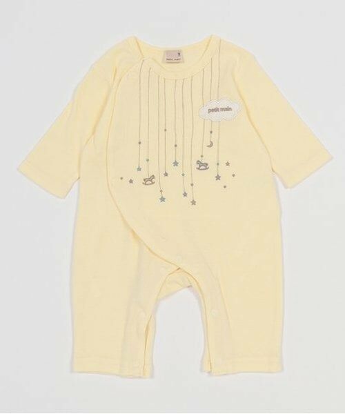 petit main / プティマイン ロンパース | 【オーガニック】星刺繍カバーオール（黄）