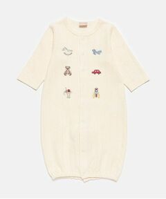 petit main / プティマイン ロンパース | 【オーガニック】モチーフ刺繍2WAYオール