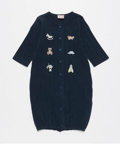 petit main / プティマイン ロンパース | 【オーガニック】モチーフ刺繍2WAYオール