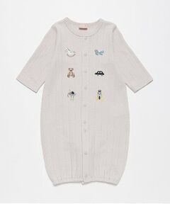 petit main / プティマイン ロンパース | 【オーガニック】モチーフ刺繍2WAYオール