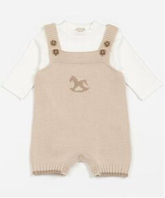petit main / プティマイン ベビー・キッズウエア | 木馬モチーフサロペセット