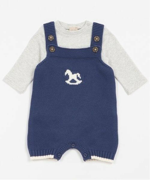 petit main / プティマイン ベビー・キッズウエア | 木馬モチーフサロペセット | 詳細1