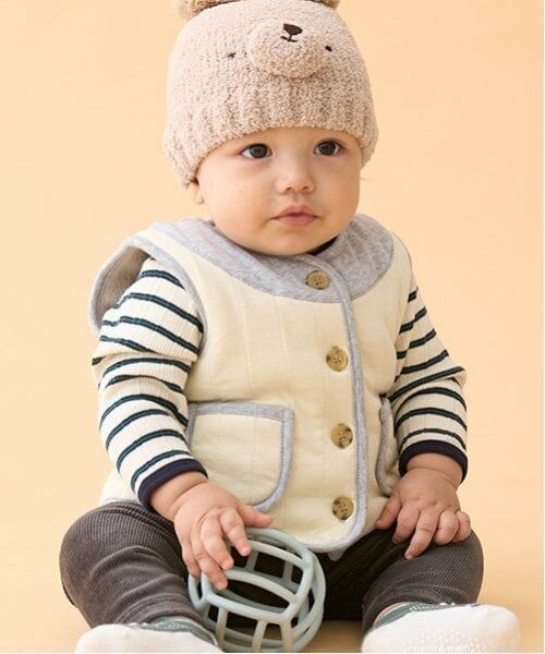 petit main / プティマイン ベビー・キッズウエア | 縦キルトベスト（アイボリー）