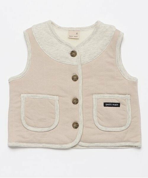 petit main / プティマイン ベビー・キッズウエア | 縦キルトベスト（ベージュ）
