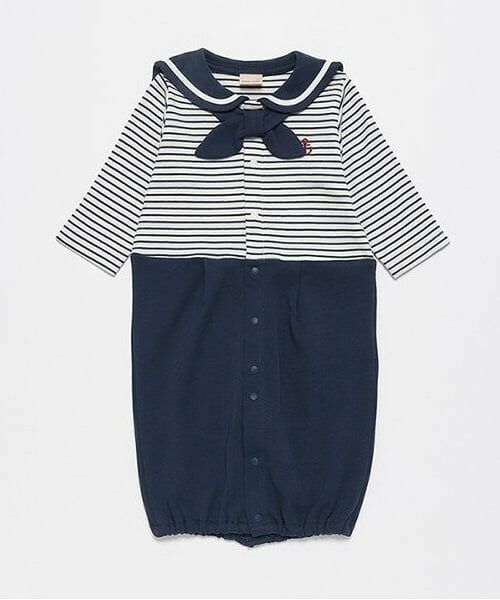 petit main / プティマイン ロンパース | 【弱酸性】セーラー2WAYオール（紺）