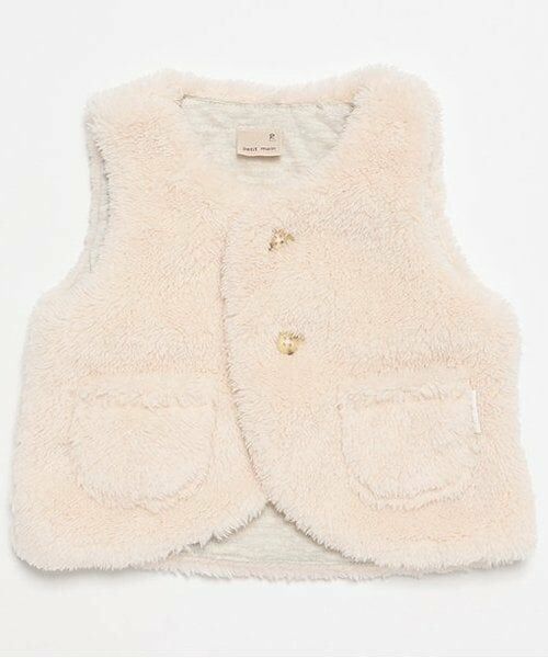 petit main / プティマイン ベビー・キッズウエア | 【抗菌防臭】ボアベスト（ライト ピンク）
