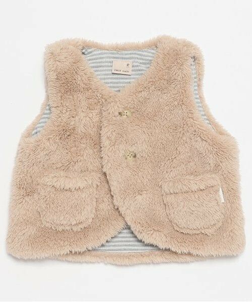 petit main / プティマイン ベビー・キッズウエア | 【抗菌防臭】ボアベスト（ベージュ）