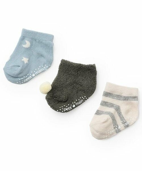 petit main / プティマイン ベビー・キッズウエア | BABY3Pソックス（ライト ブルー）