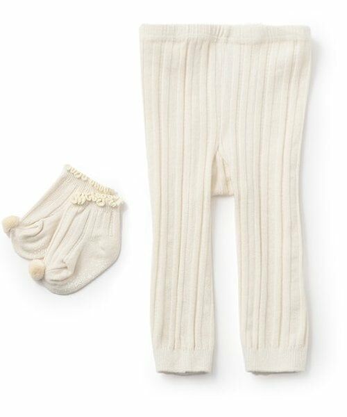 petit main / プティマイン ベビー・キッズウエア | ソックス付きレギンス（アイボリー）
