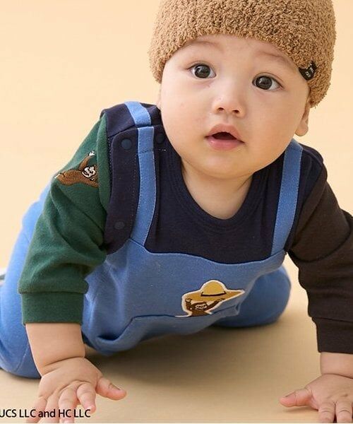 petit main / プティマイン ベビー・キッズウエア | 【おさるのジョージ】サロペット風カバーオール | 詳細1