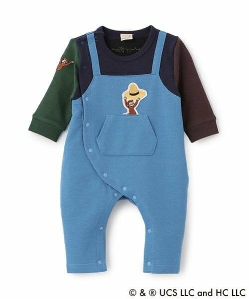 petit main / プティマイン ベビー・キッズウエア | 【おさるのジョージ】サロペット風カバーオール（紺）