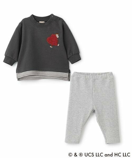 petit main / プティマイン ベビー・キッズウエア | 【おさるのジョージ】サガラAPセットアップ（チャコール）