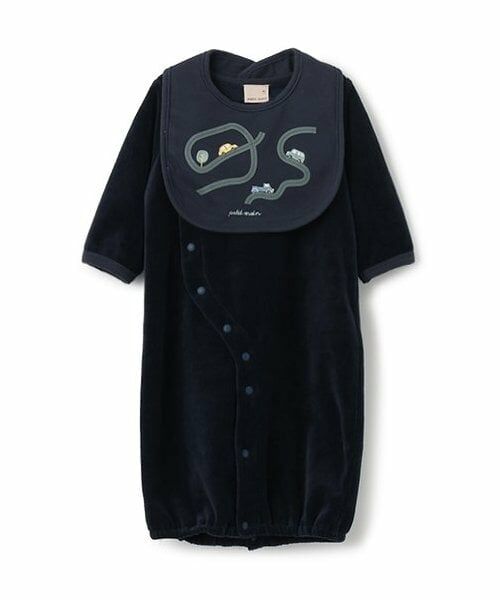 petit main / プティマイン ロンパース | アソートスタイつき2WAYオール（紺）