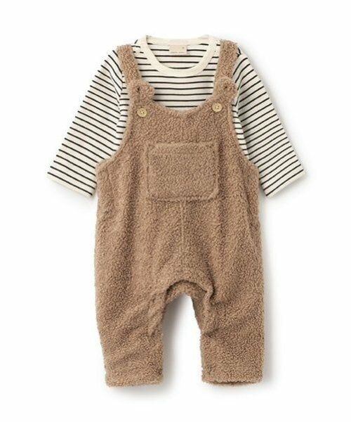 petit main / プティマイン ベビー・キッズウエア | もこもこサロペット（モカ茶）