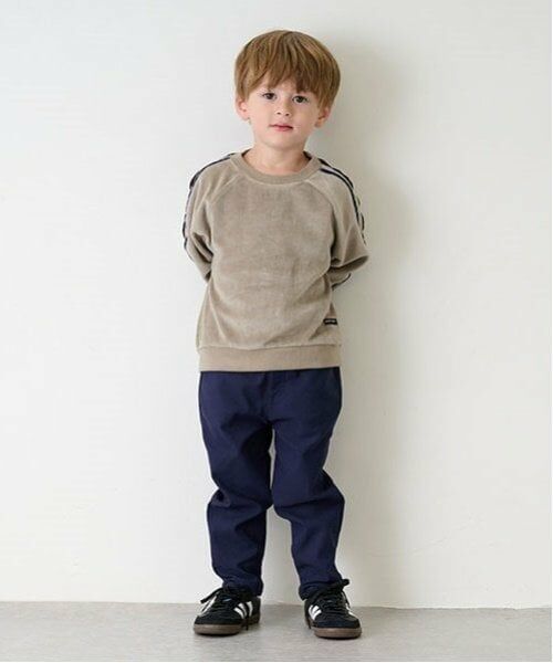 petit main / プティマイン その他パンツ | 裏起毛のびのびストレッチパンツ（紺）