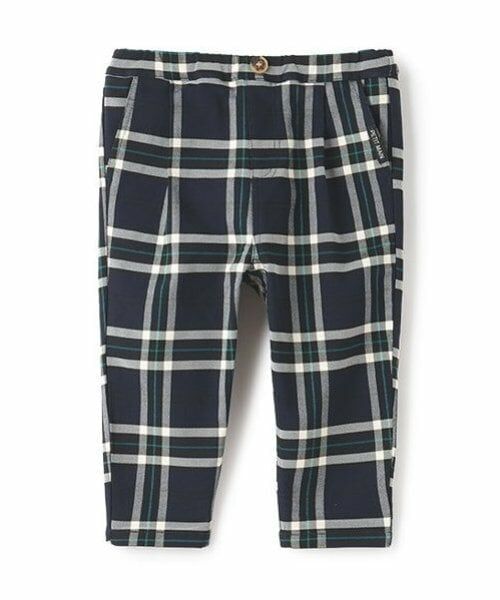 petit main / プティマイン その他パンツ | 裏起毛チェックテーパードパンツ（紺）