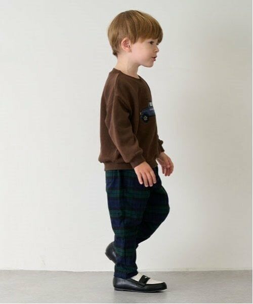 petit main / プティマイン その他パンツ | 裏起毛チェックテーパードパンツ | 詳細1